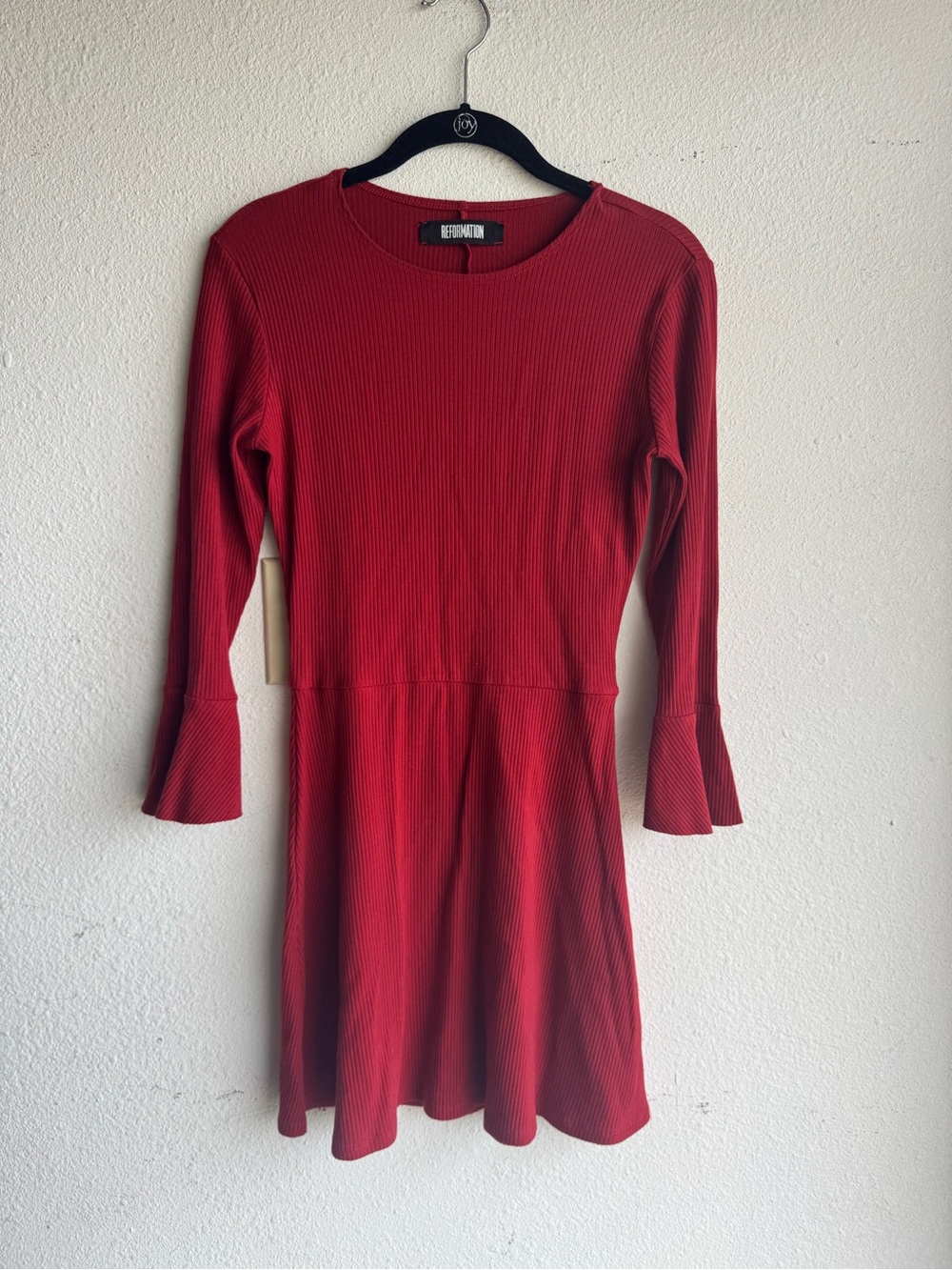 Reformation Anise bell sleeve ribbed mini dress size M Red - Picture 6 of 9